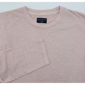 Goodlife Long Sleeve Scalloped Crew Neck T-Shirt Men's XL Heather Pink USA Made